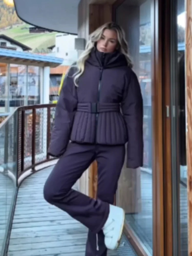 Chic Hooded Belted Cotton Coat