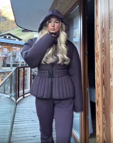 Chic Hooded Belted Cotton Coat