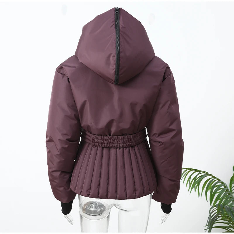 Chic Hooded Belted Cotton Coat