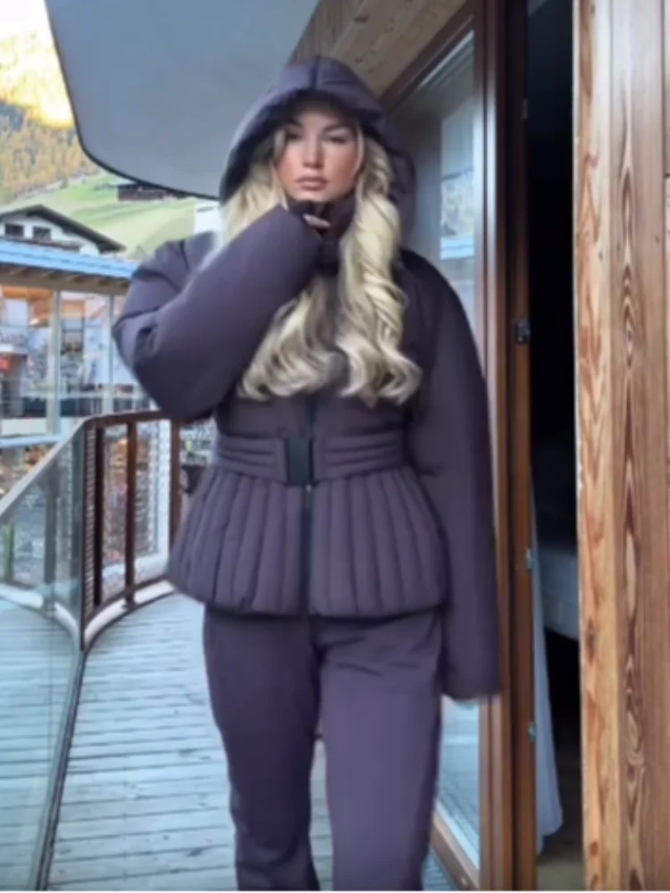 Chic Hooded Belted Cotton Coat