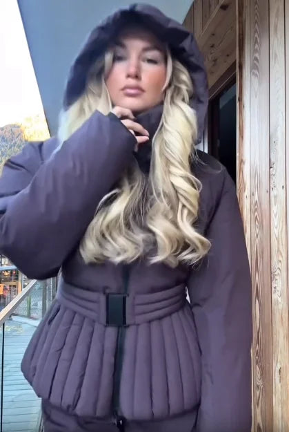 Chic Hooded Belted Cotton Coat